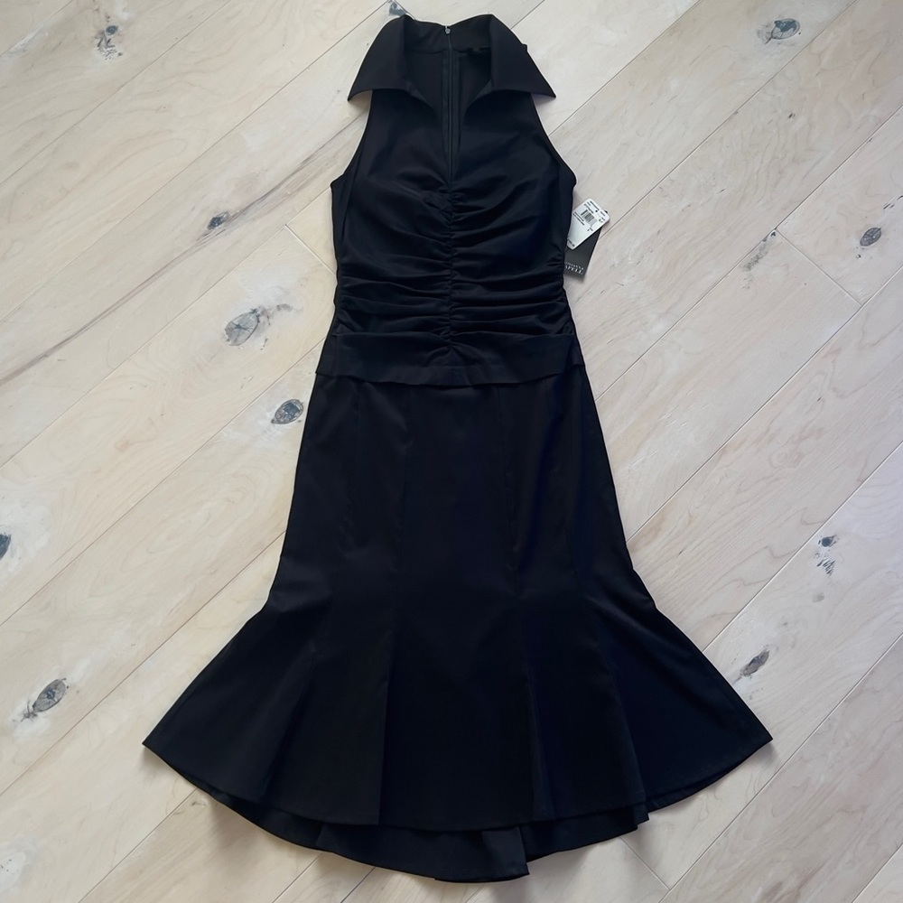 Adrianna Papell Women's Cocktail Dress Fit Flare V-Neck Sleeveless Black Size 4